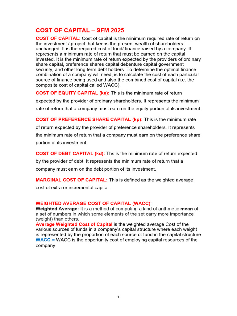 Cost of Capital Explained: WACC & Components | PDF | Cost Of Capital ...