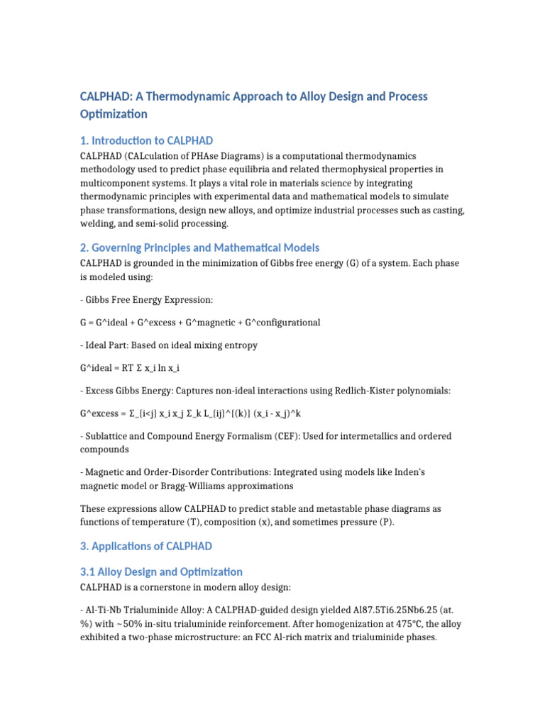 CALPHAD for Alloy Design & Optimization | PDF | Statistical Mechanics ...