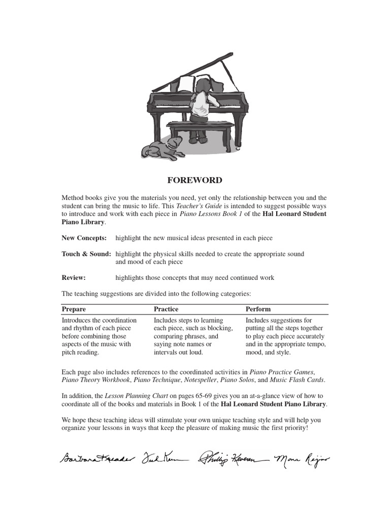 Teacher's Guide for Piano Lessons 1 | PDF | Piano | Luteinizing Hormone