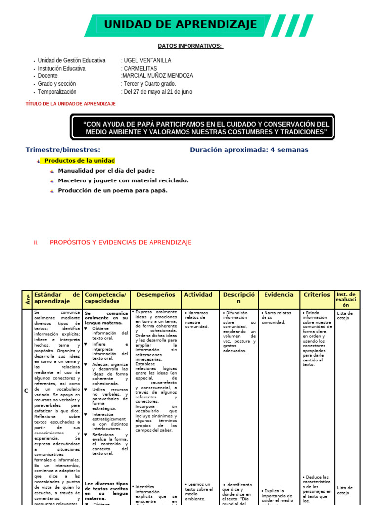 3° Unidad de Aprendizaje 3 Junio | PDF | Multiplicación | División ...
