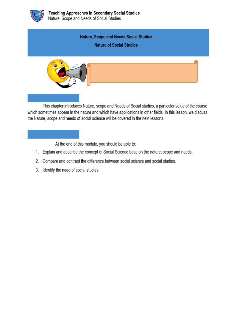 Nature and Scope of Social Studies | PDF | Social Sciences | Science