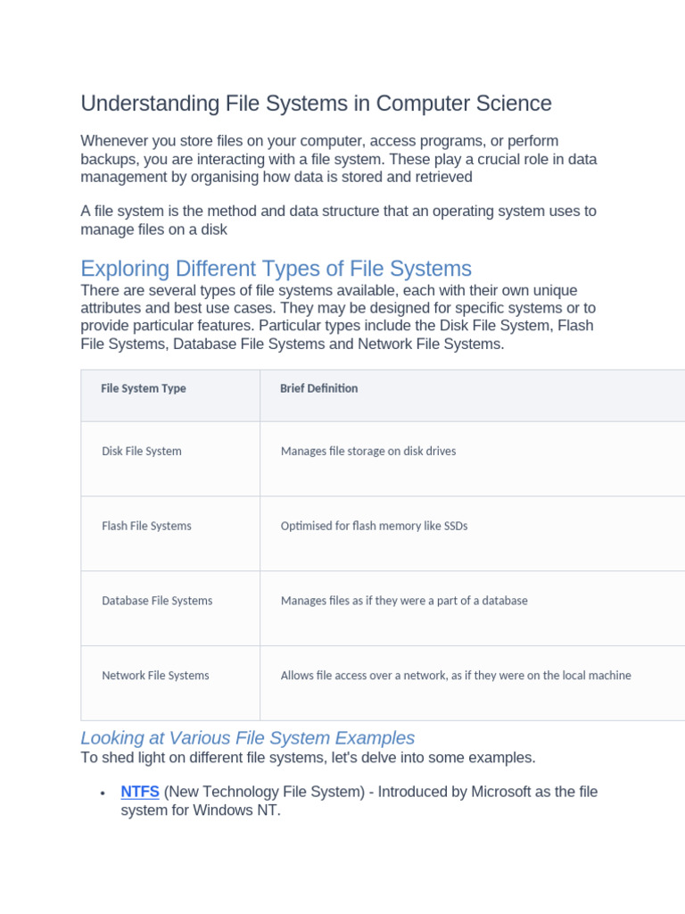 File Systems: Types, Operations & Issues | PDF | File System | Databases