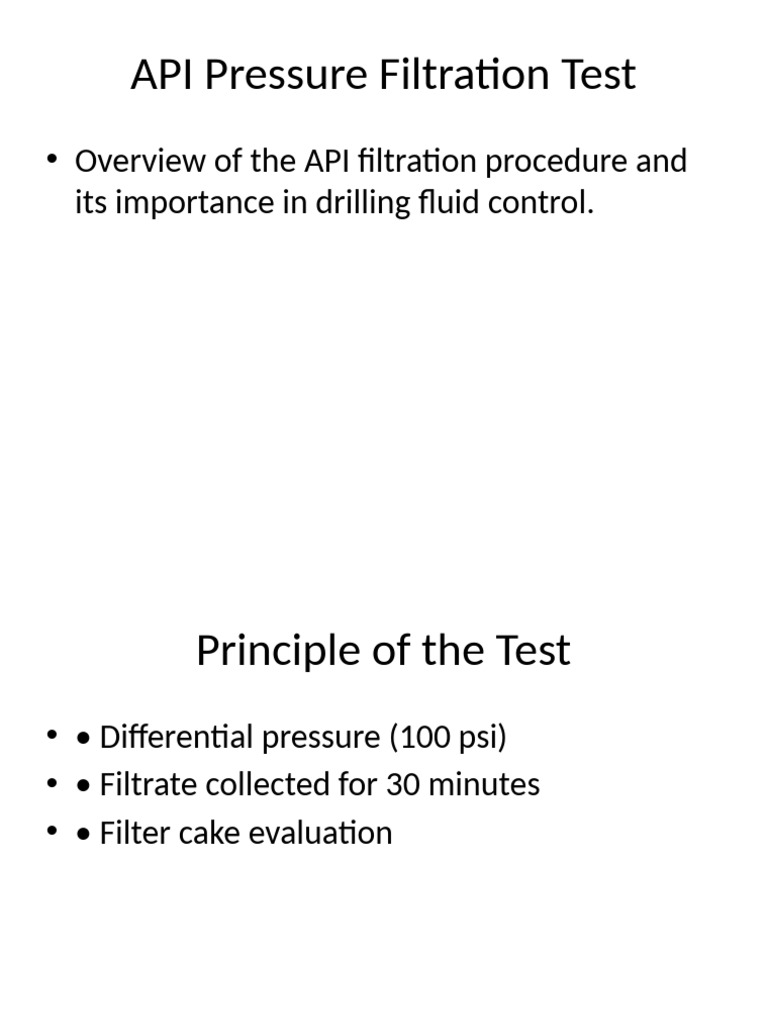 API Pressure Filtration Test Procedure | PDF