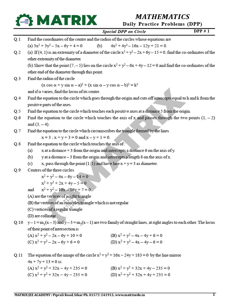 Circle Geometry Practice Problems | PDF | Circle | Area