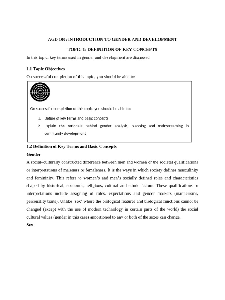 Key Concepts in Gender and Development | PDF | Gender | Gender Studies