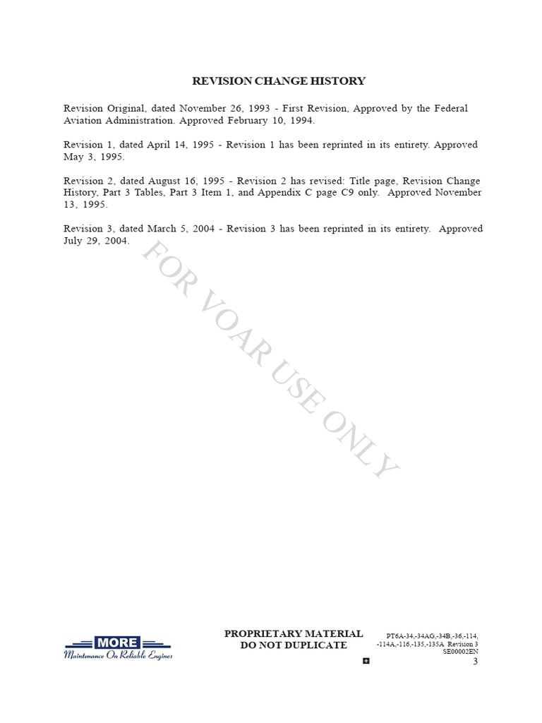 PT6A Engine Revision History Document | PDF