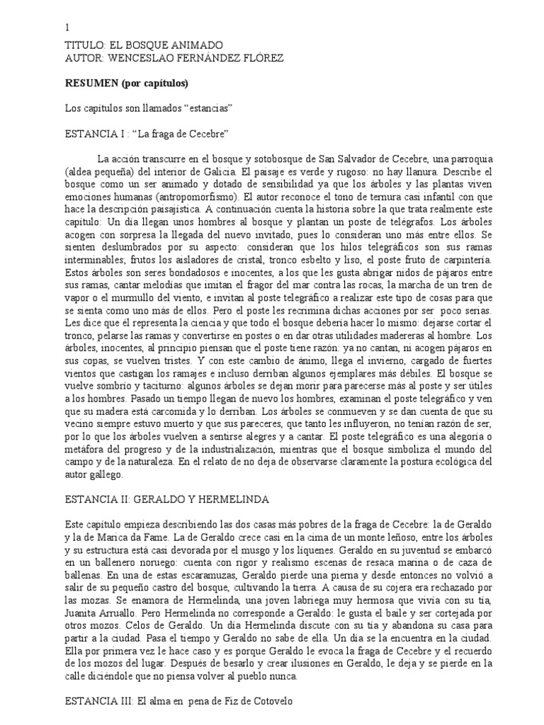 El Bosque Animado (Resumen) PDF Gatos Naturaleza