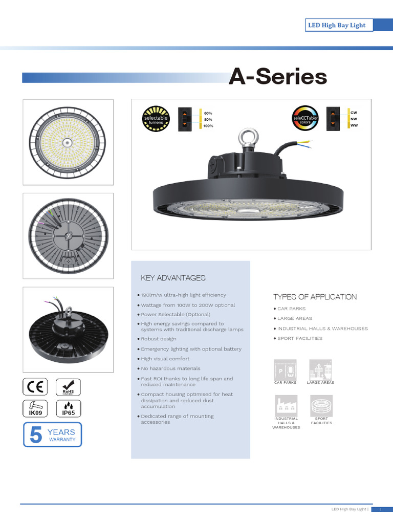 LED High Bay Light Specifications Guide | PDF | Light Emitting Diode ...