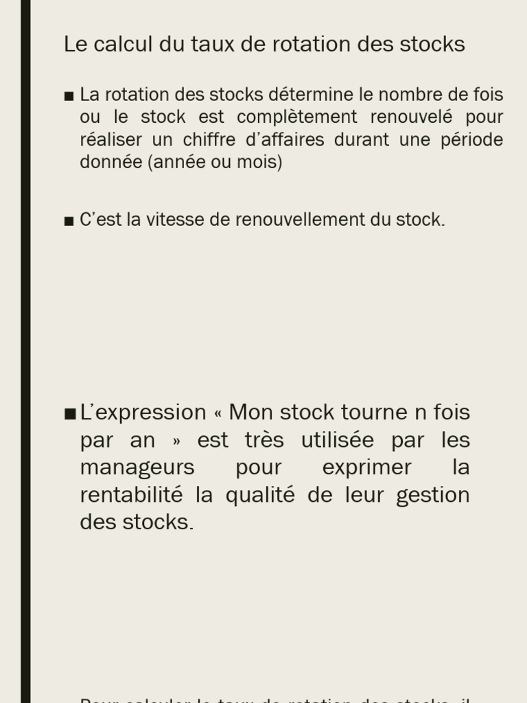 Calcul et méthodes de rotation des stocks | PDF | Inventaire ...