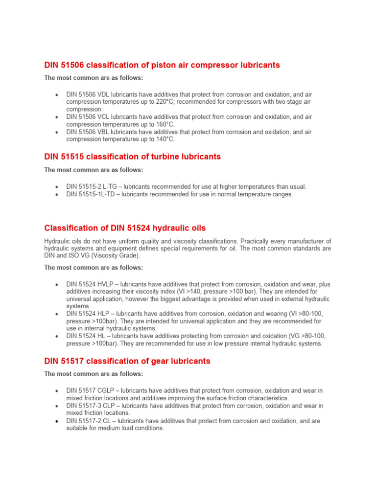 DIN 51506 to 51517 Lubricant Classifications | PDF | Lubricant | Corrosion