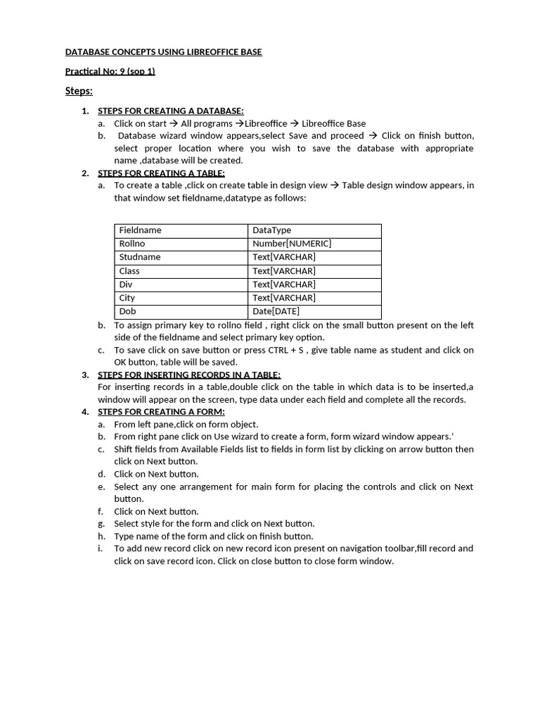 Database Using Libreoffice Base - Sop1 - Sop2 | PDF | Information ...