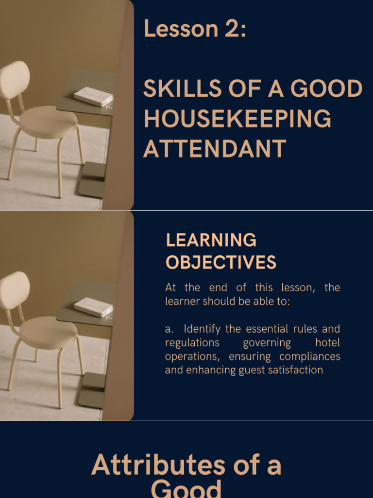 Unit+1 Chapter+1 +lesson+2 Skills+of+a+Good+Housekeeping+Attendant | PDF