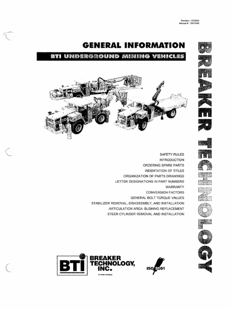 TAB 1 - General Information - BTI Underground Mining Vehicles | PDF