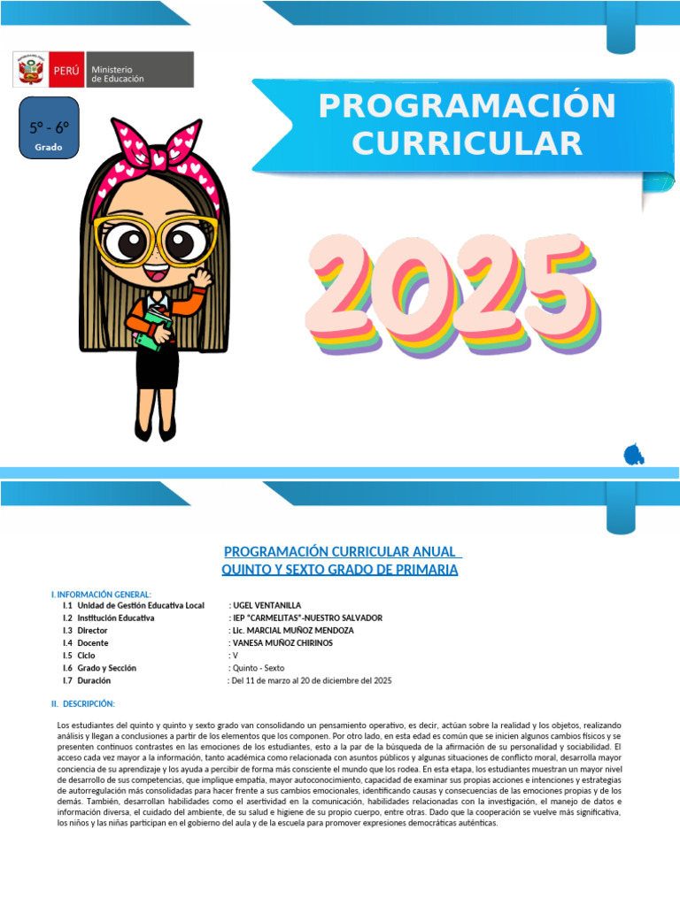Programación Curricular 2025: 5° y 6° Grado | PDF | Aprendizaje | Las ...