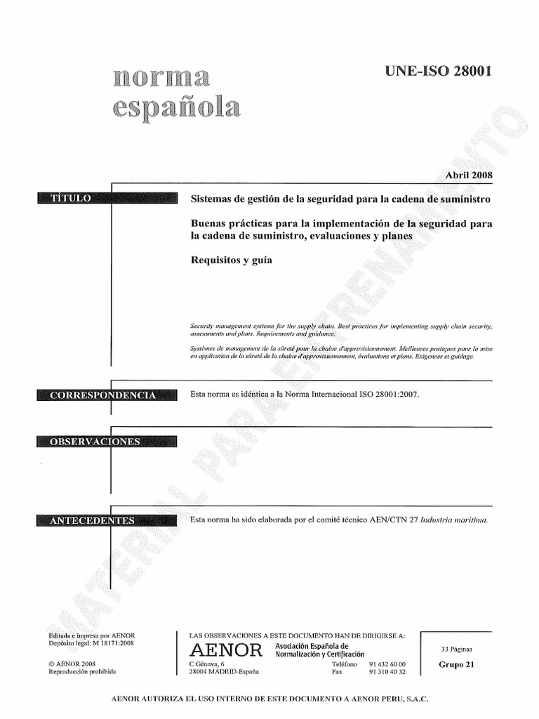 Une-Iso 28001 | PDF