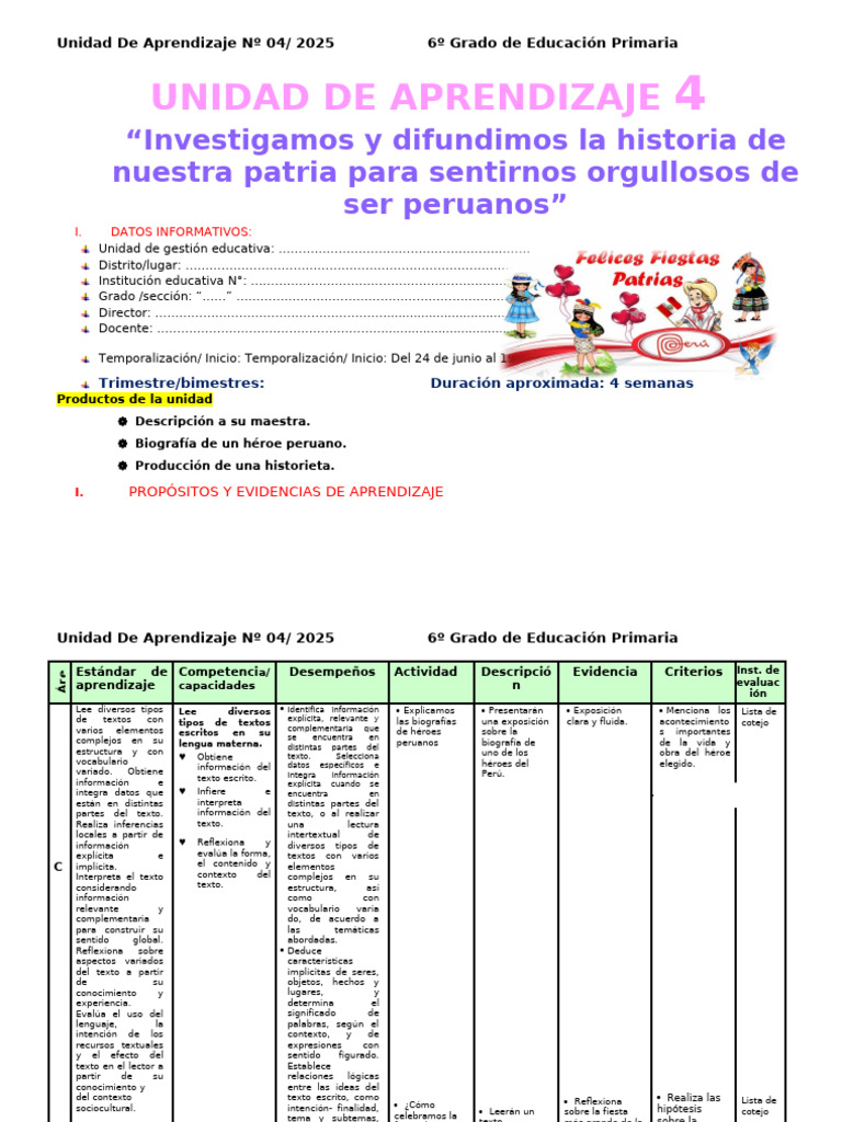 6° Grado Unidad de Aprendizaje 4 Junio | PDF | Decimal | División ...