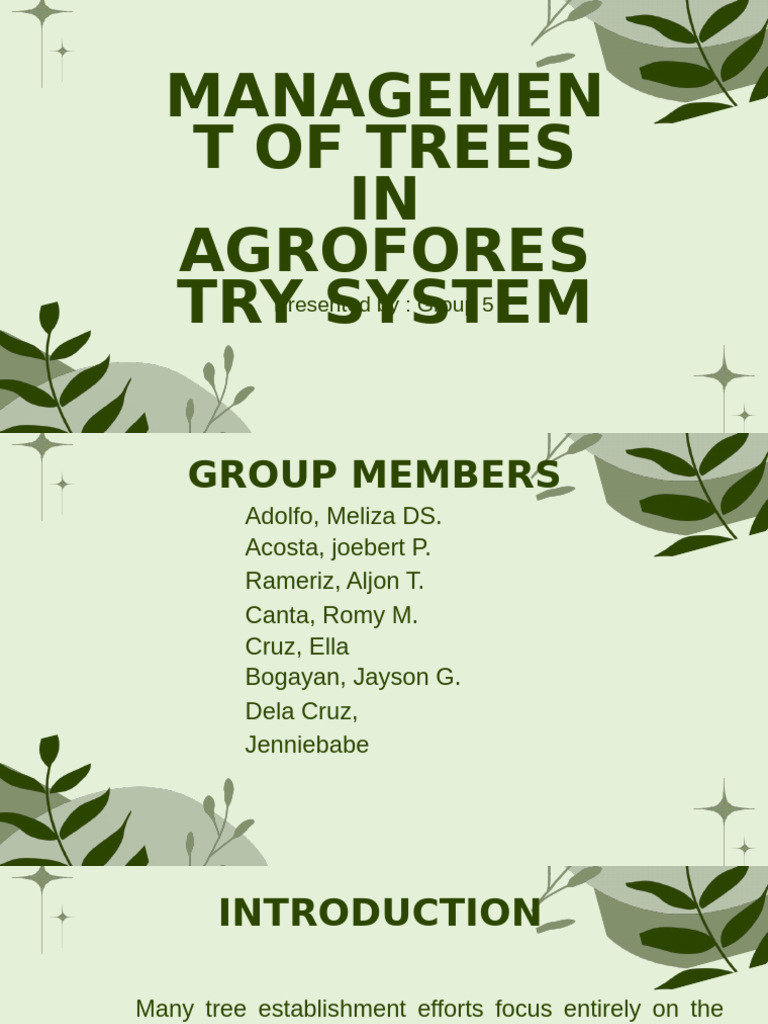 Management of Trees in Agroforestry System 2 | PDF | Pruning | Plants
