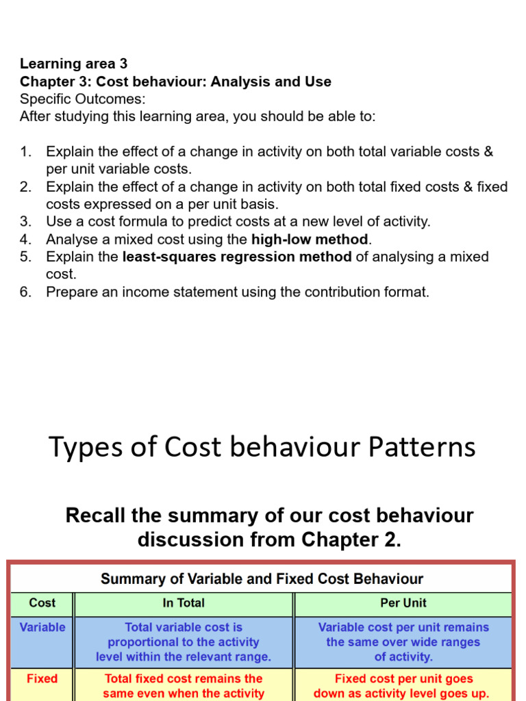Cost Behaviour Analysis and Applications | PDF | Regression Analysis ...