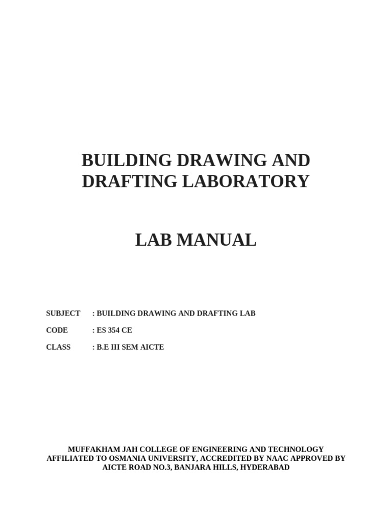 Building Drawing and Drafting Lab Manual | PDF | Stairs | Brick