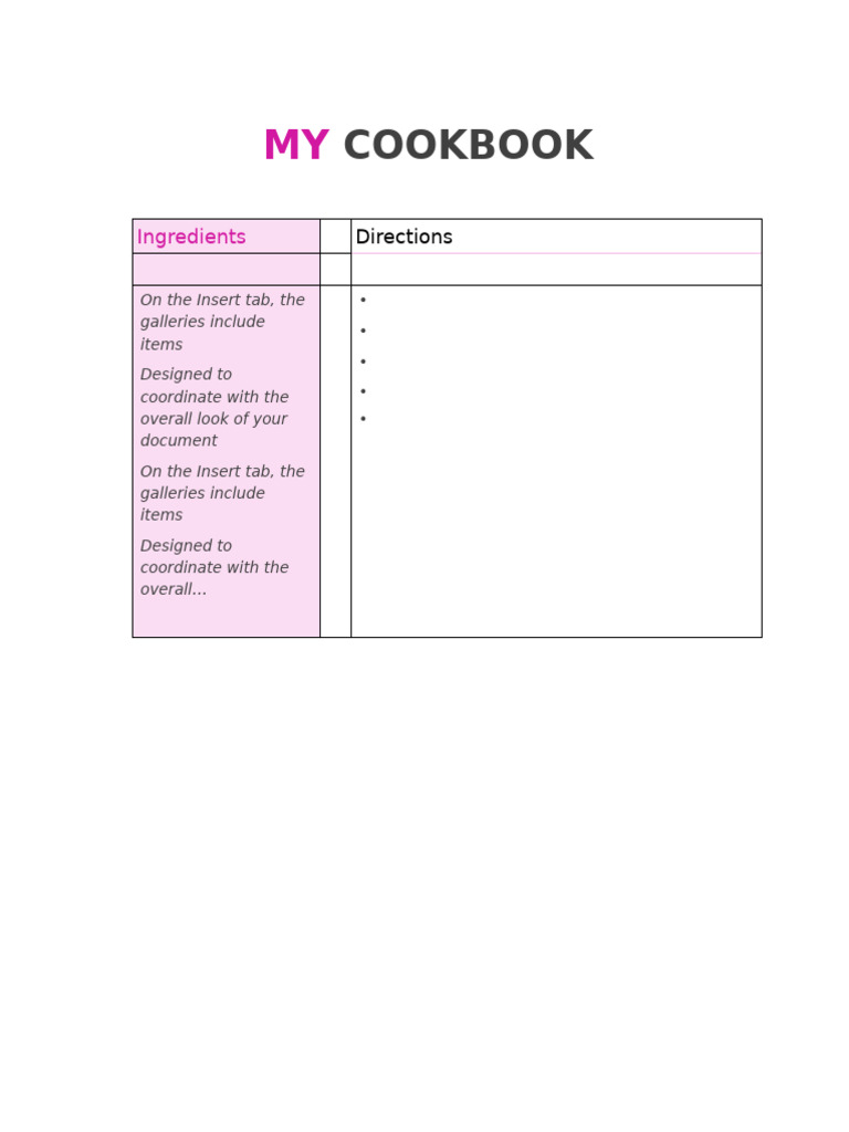 My Cookbook: Recipes & Directions | PDF