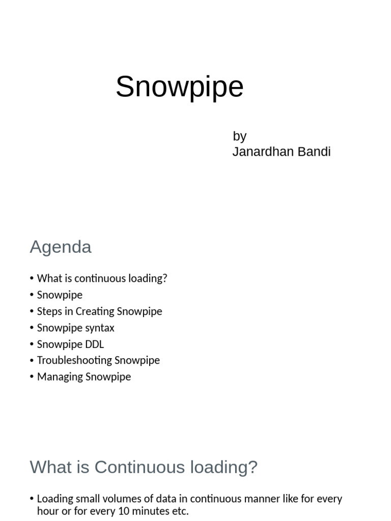 Snowpipe: Continuous Data Loading in Snowflake | PDF | Computer File ...