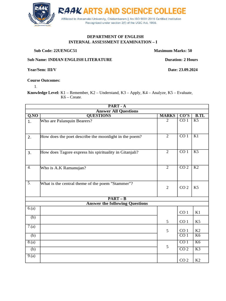Model Question Paper for Ia Exam | PDF | Chess Openings | Chess