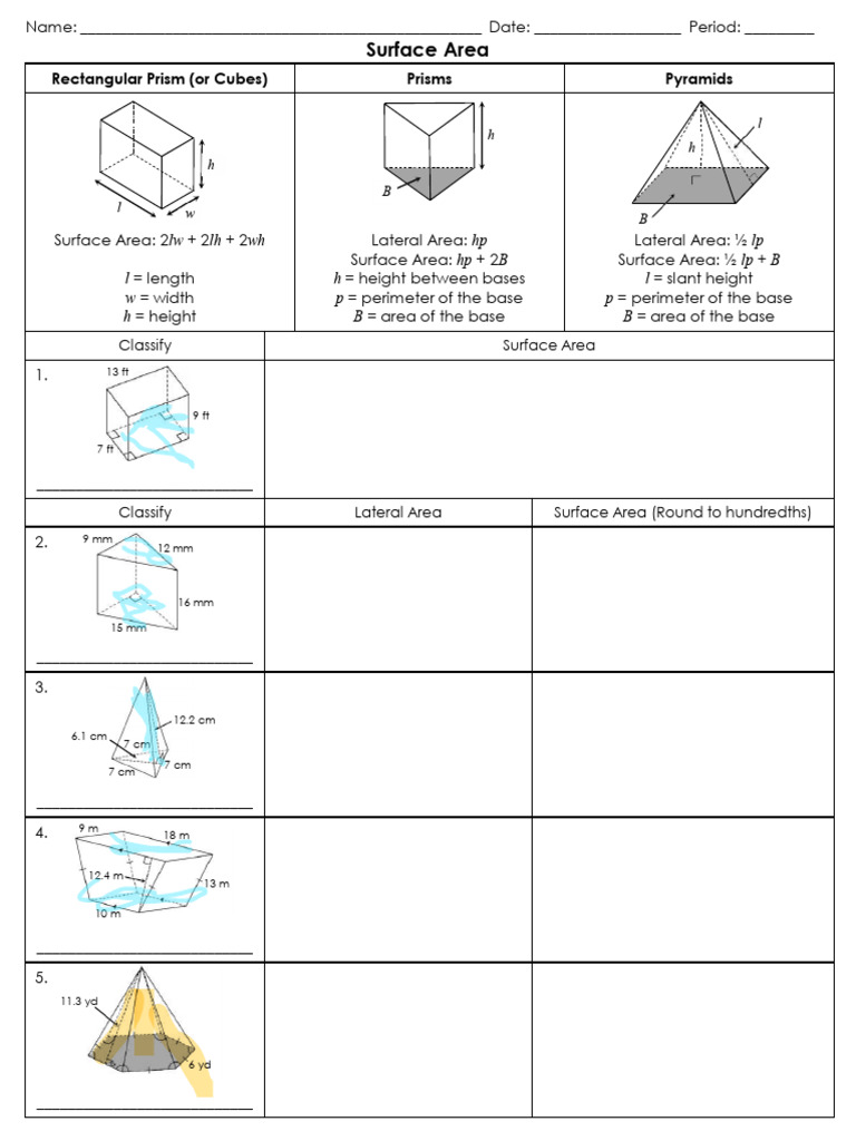 Surface+Area+Notes+(Prisms+and+Pyramids)+(1)+(2) | PDF
