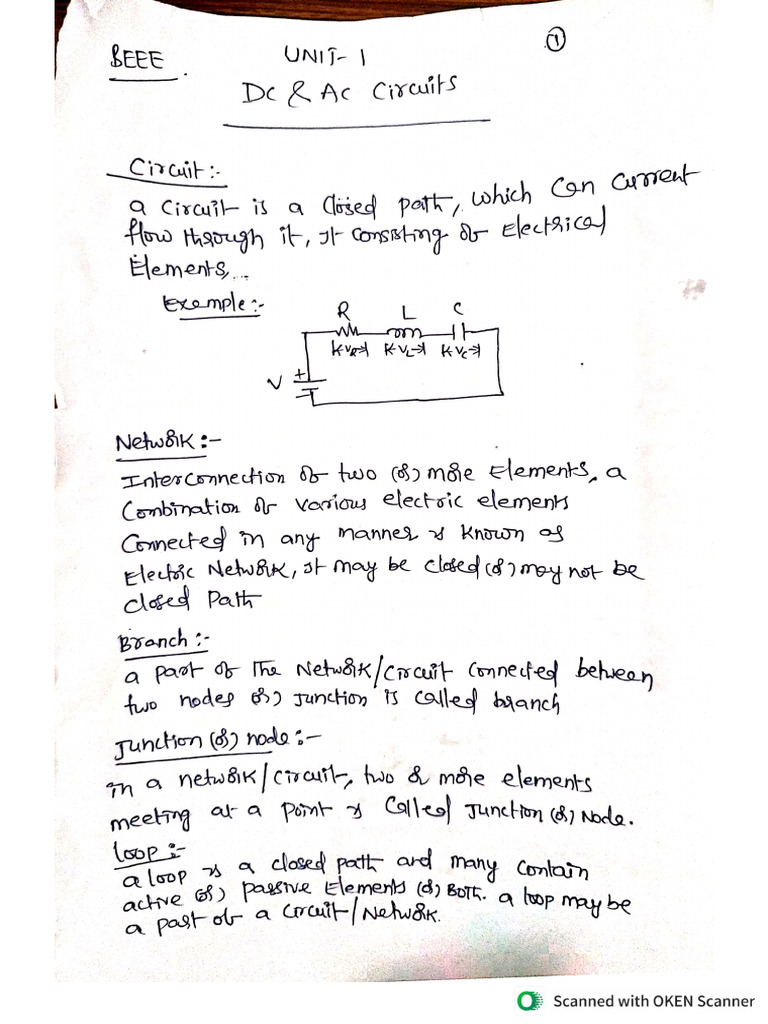 Beee Unit-1 (DC and Ac Circuits) | PDF
