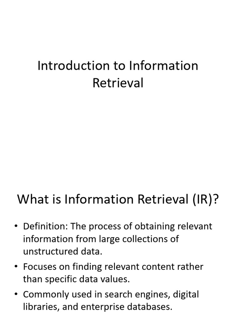 Overview of Information Retrieval Systems | PDF | Information Retrieval ...