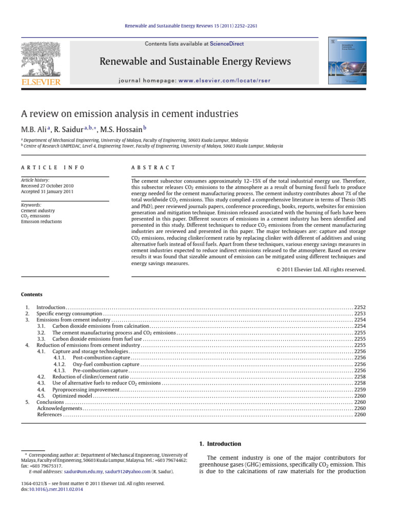 Emission Analysis in Cement Industry | PDF | Cement | Climate Change