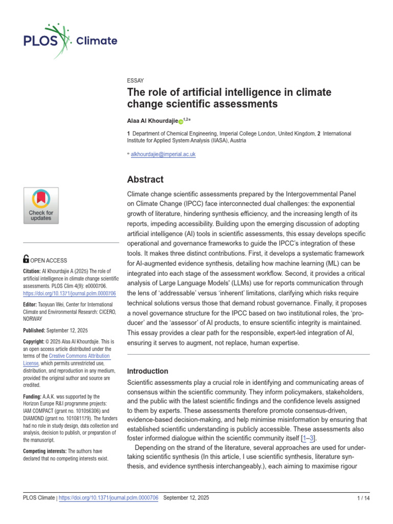 AI's Role in Climate Change Assessments | PDF | Artificial Intelligence ...