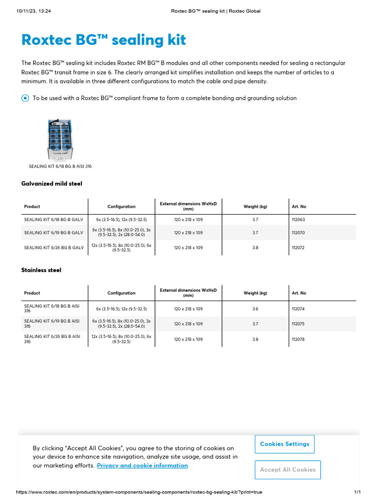 Roxtec BG™ Sealing Kit Overview | PDF | Mechanical Engineering