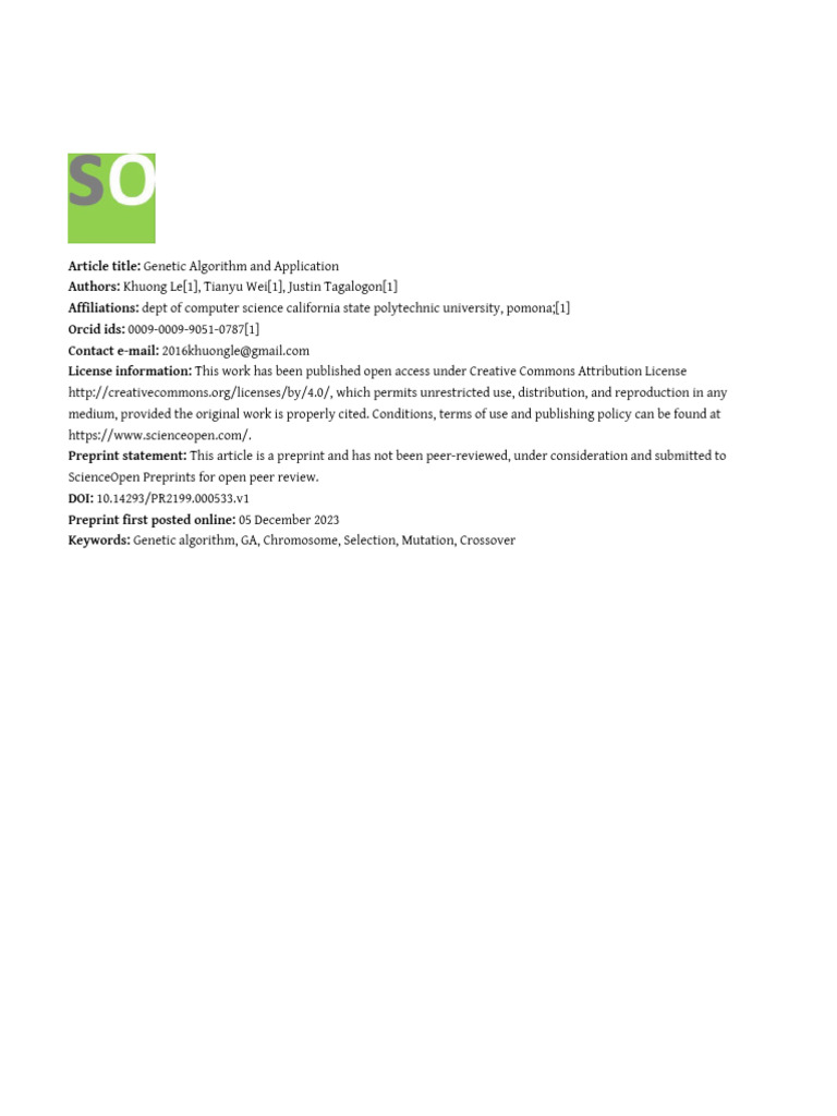 Genetic Algorithms: Concepts and Applications | PDF | Genetic Algorithm ...
