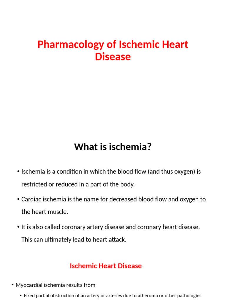 10.pharmacology of Ischaemic Heart Disease | PDF | Ischemia | Coronary ...