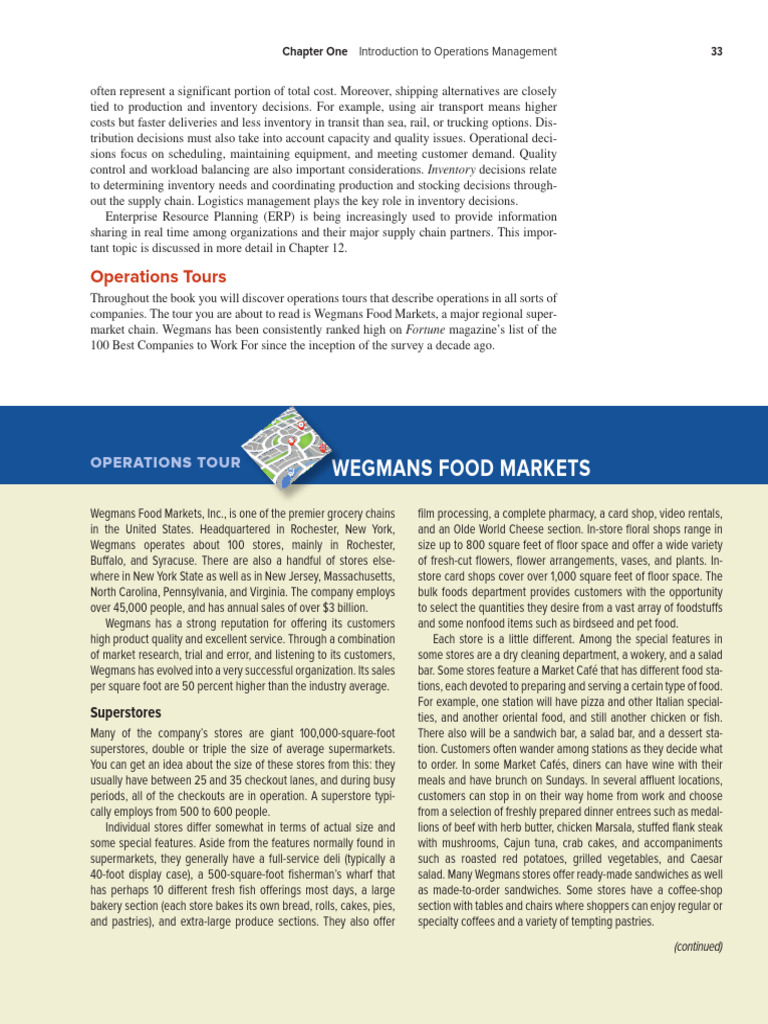 Wegmans Food Markets Operations Overview | PDF | Inventory | Supermarket