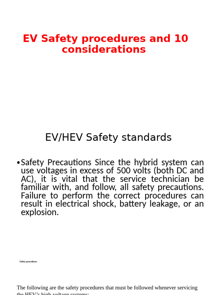 EV Safety Procedures for High-Voltage Systems | PDF