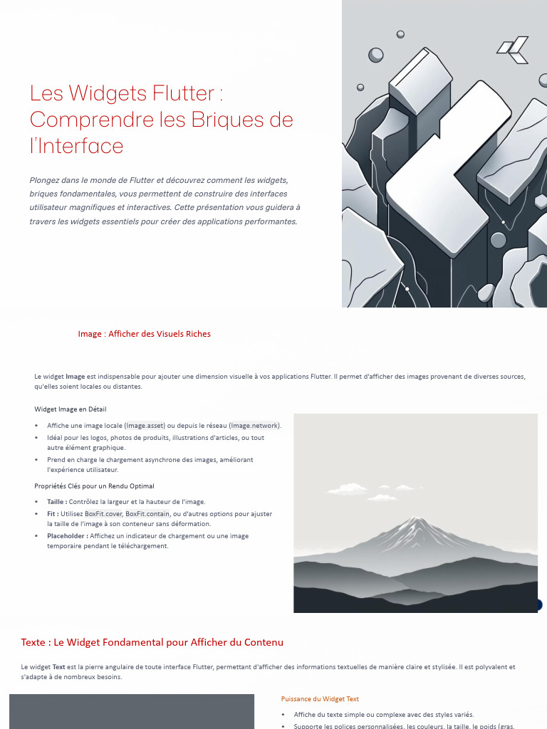 Widgets Flutter : Guide Complet des Essentiels | PDF | Bouton ...