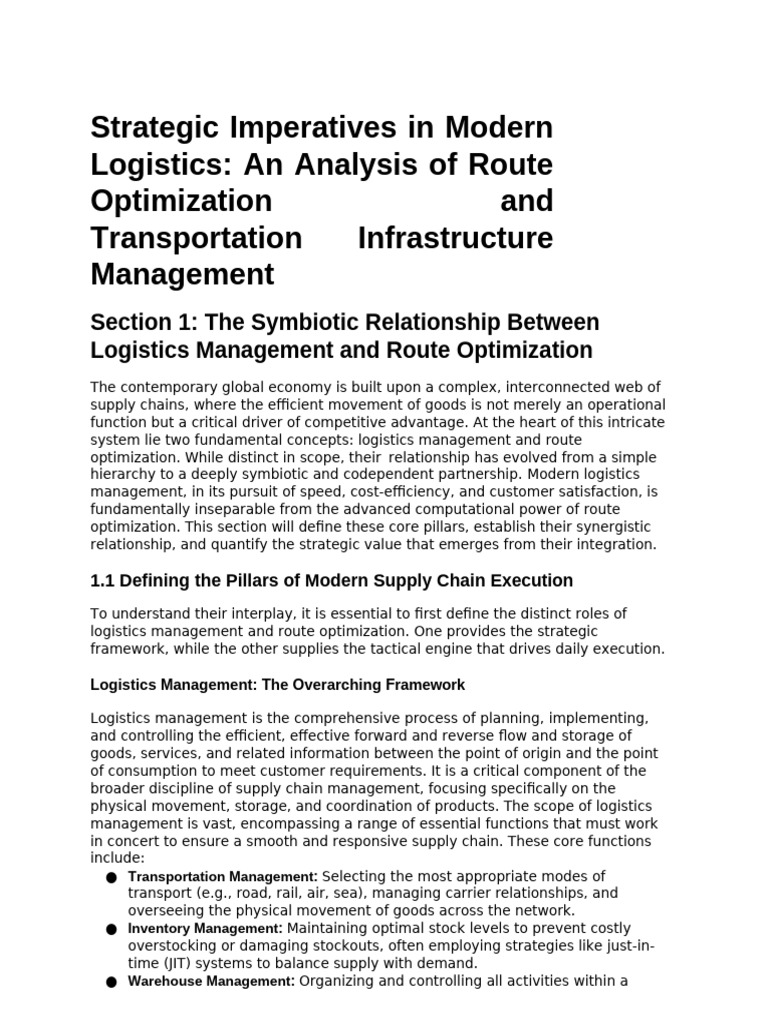 Transportation Logistics and Route Optimization Re..-1 | PDF ...