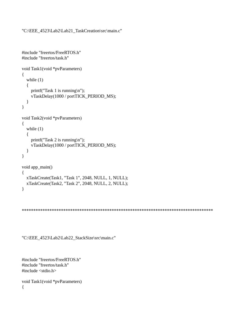 FreeRTOS Task Management Examples | PDF | Scheduling (Computing ...