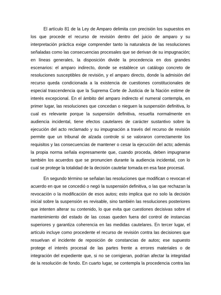 Procedencia del Recurso de Revisión en Amparo | PDF | Caso de ley | Ley ...