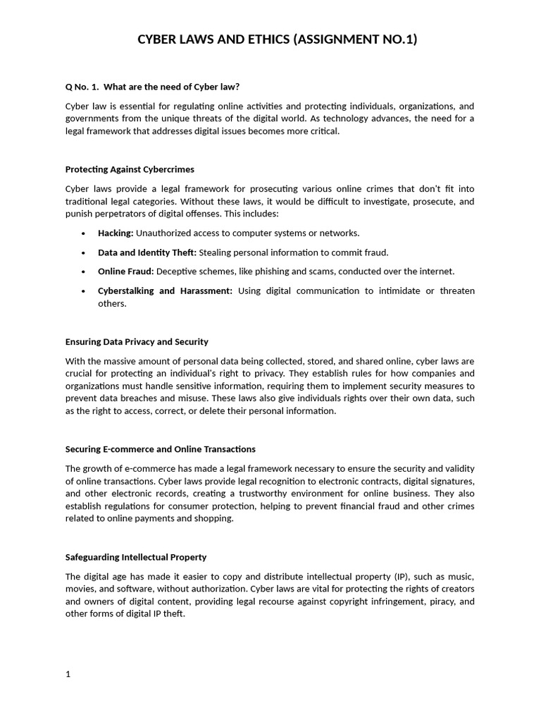 Importance of Cyber Laws and Ethics | PDF | Security | Computer Security