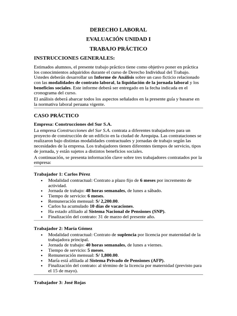 Análisis de Contratos Laborales en Perú | PDF | Derecho laboral ...