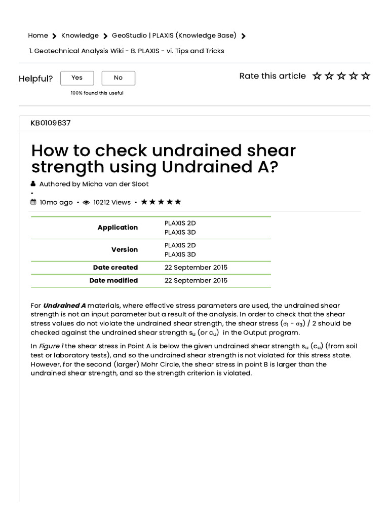 How To Check Undrained Shear Strength Using Undrained A | PDF