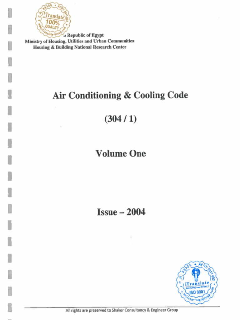Air Conditioning & Cooling Code | PDF