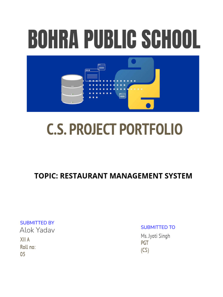 Restaurant Management System Project | PDF