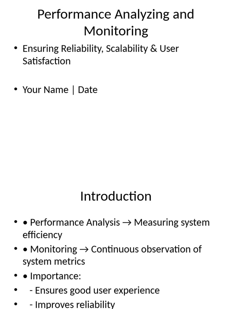 Performance Analysis & Monitoring Guide | PDF