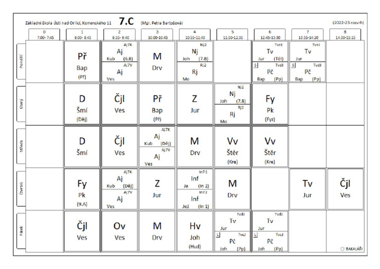 Rozvrh 7 C | PDF