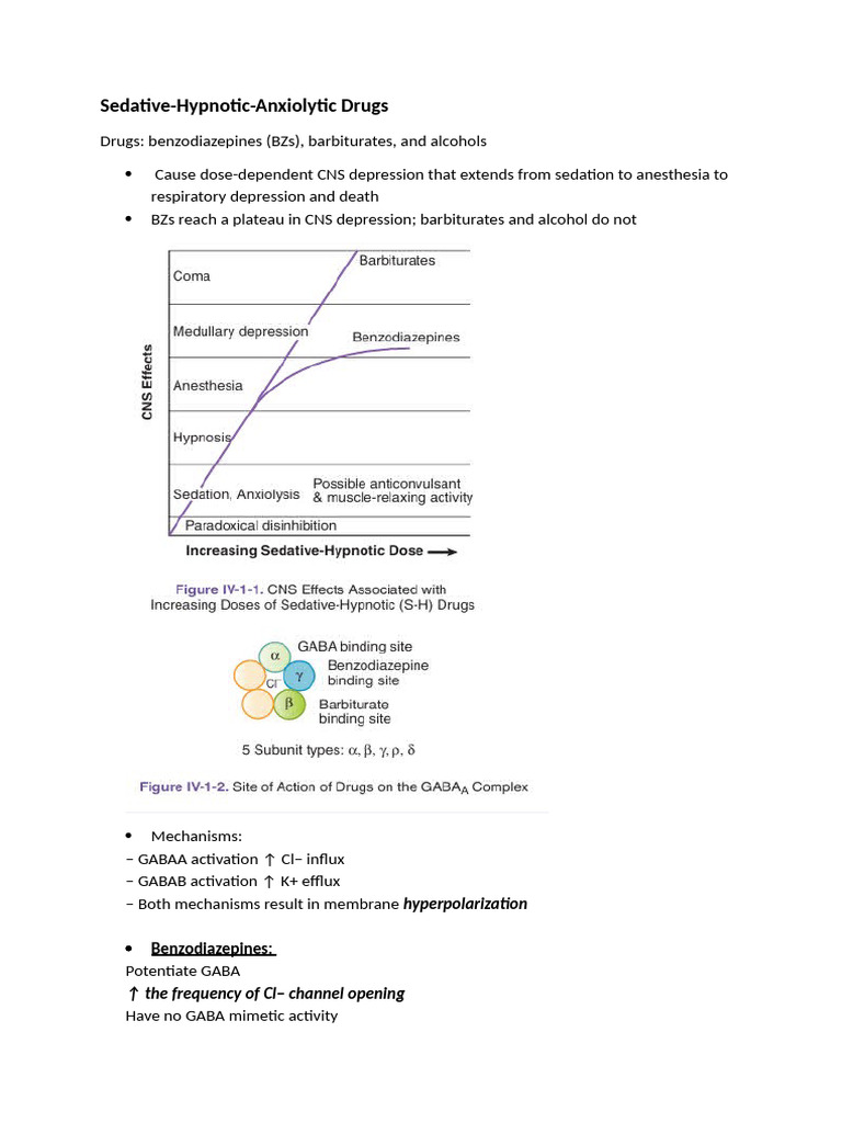 Sedative-Hypnotic Drug Overview | PDF | Benzodiazepine | Drugs Acting ...