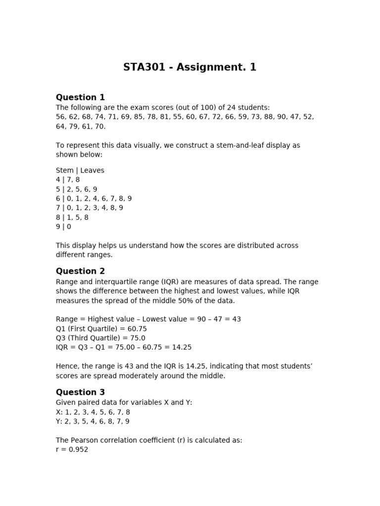 STA301 Assignment: Data Analysis Insights | PDF