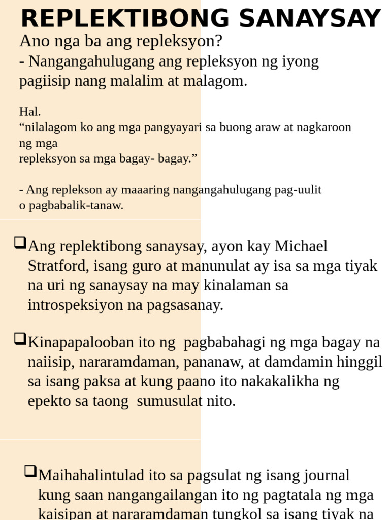 Replektibo-Sananaysay Grade 12 Lesson | PDF